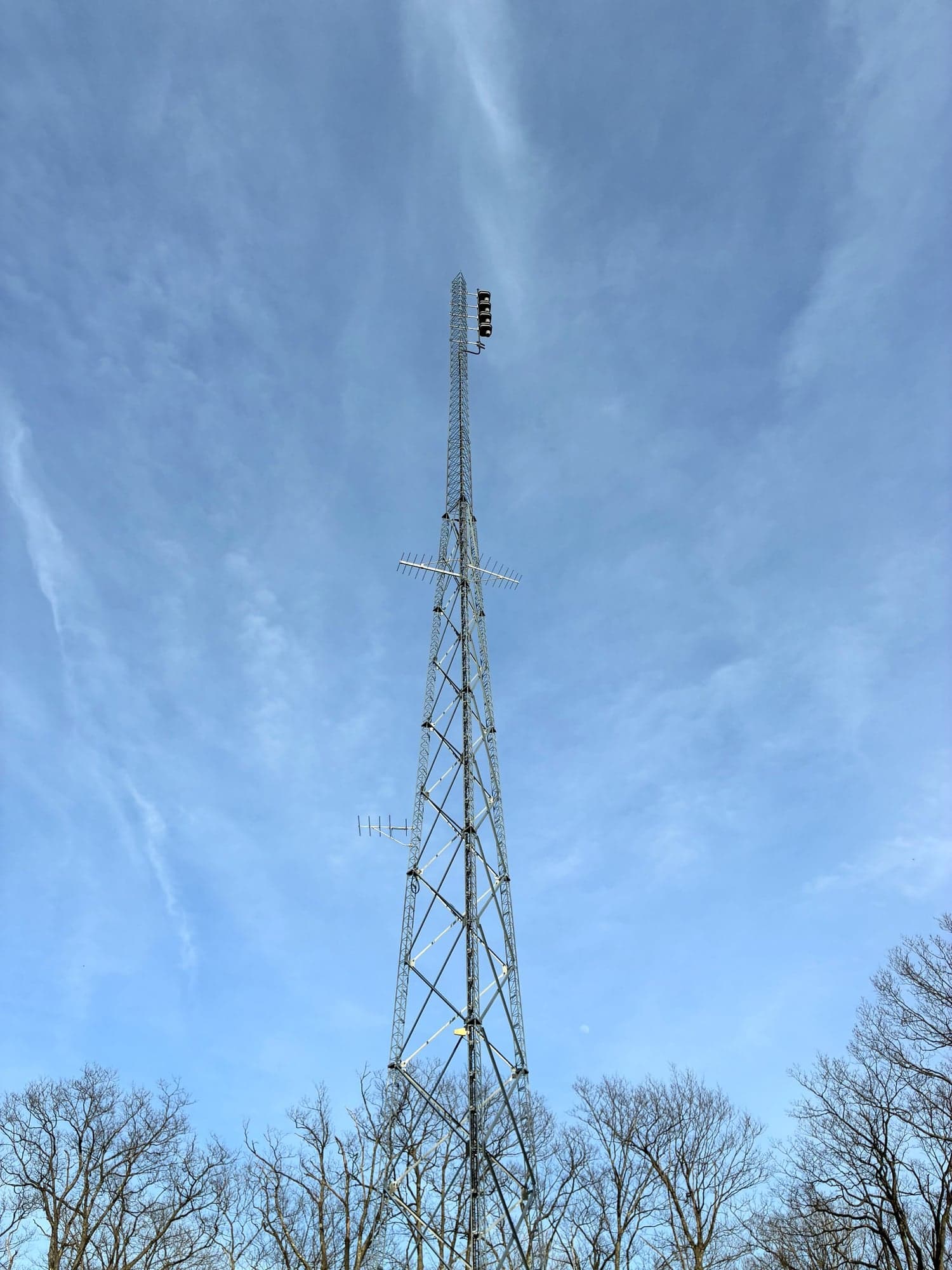 Communications tower against the sky